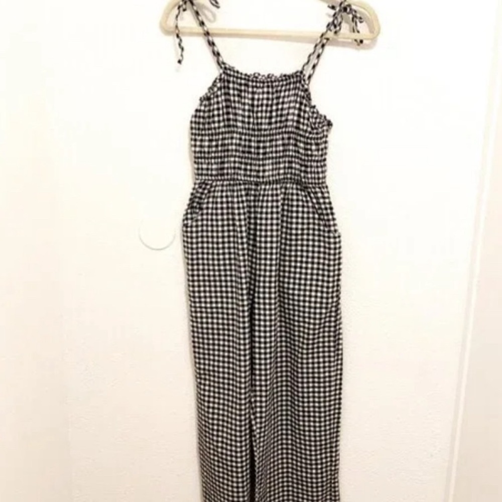 Black and White Gingham Jumpsuit by Japna